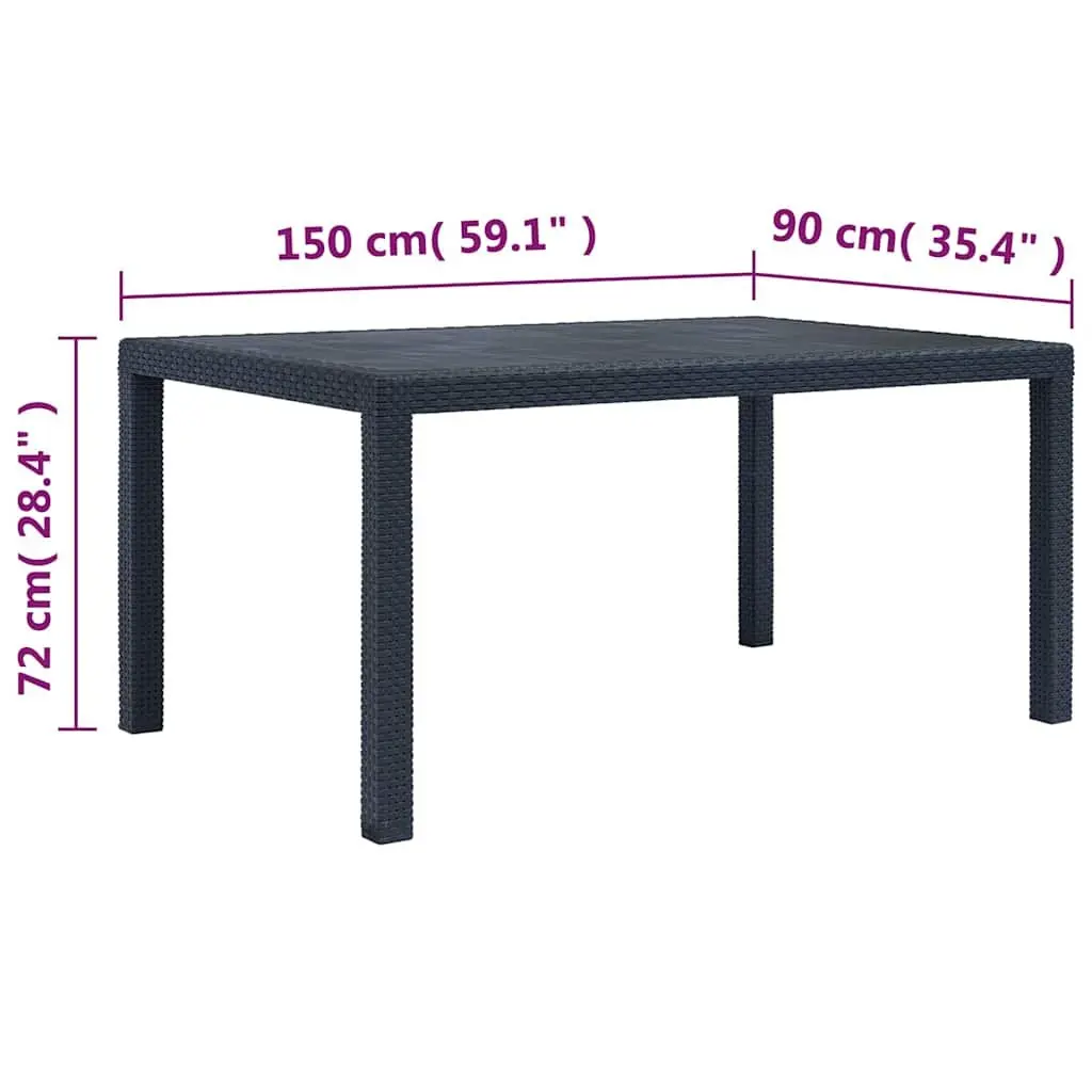 Plastic Garden Dining Table, 150L x 90W x 72H cm