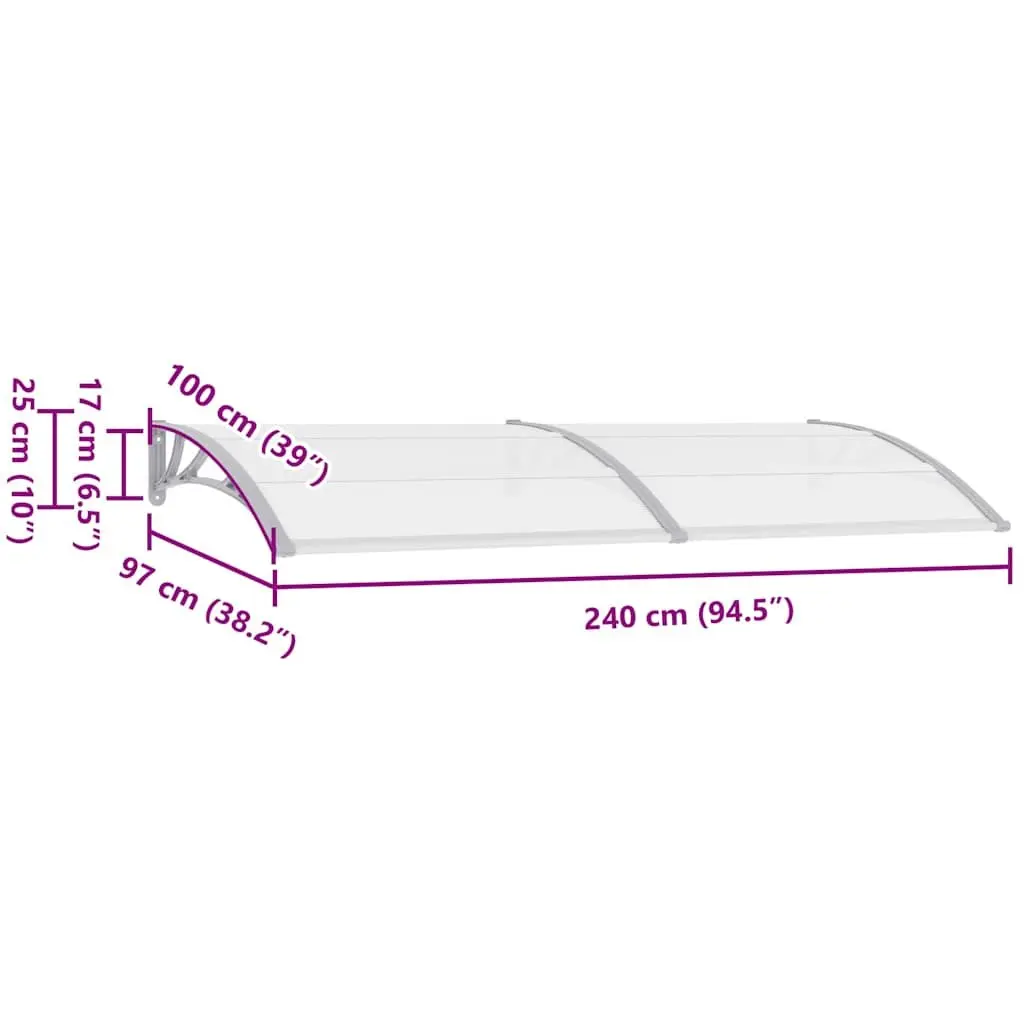 240x100cm Grey Door Canopy Awning