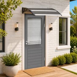 120x100cm Black Polycarbonate Door Canopy with Bracket Support