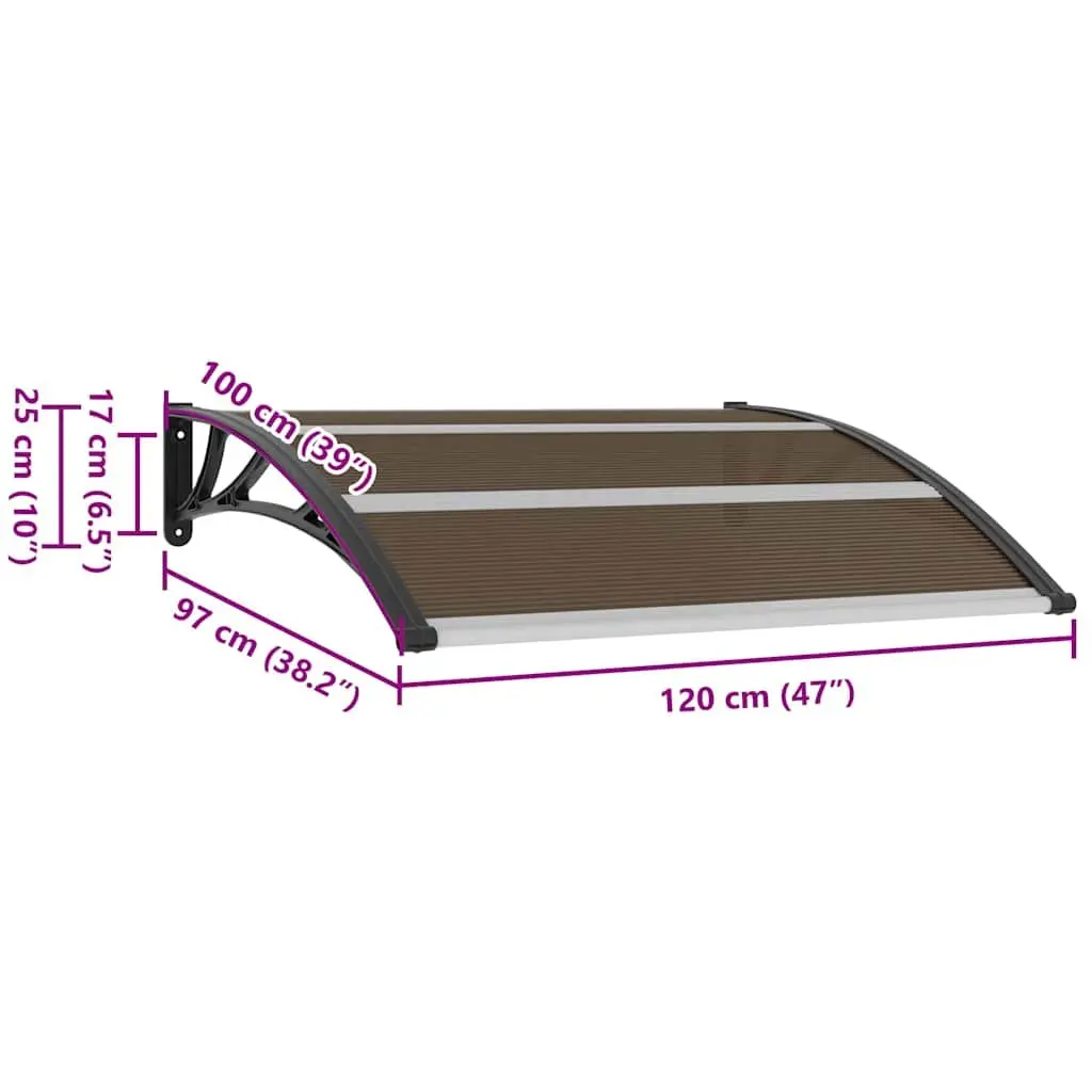 Door Canopy Outdoor 120x100cm Polycarbonate Shelter