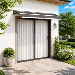 Black Door Canopy Awning 240x100cm with Polycarbonate Sheets