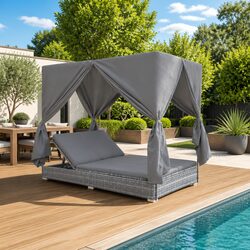 Outdoor Double Sun Lounger with Removable Cushions