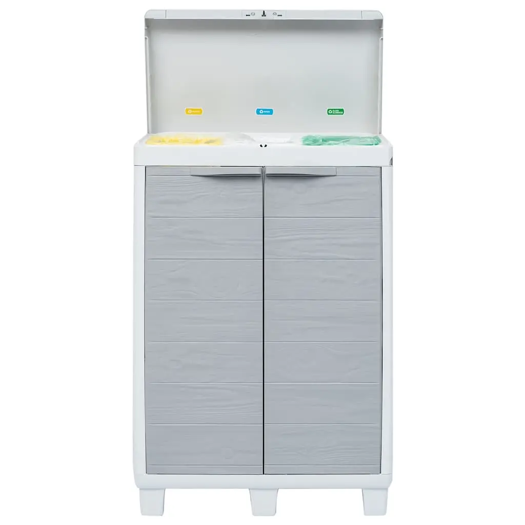 Garden Dustbin with 3 Bags Light Grey Outdoor Recycling Waste Bin 65x38x102cm