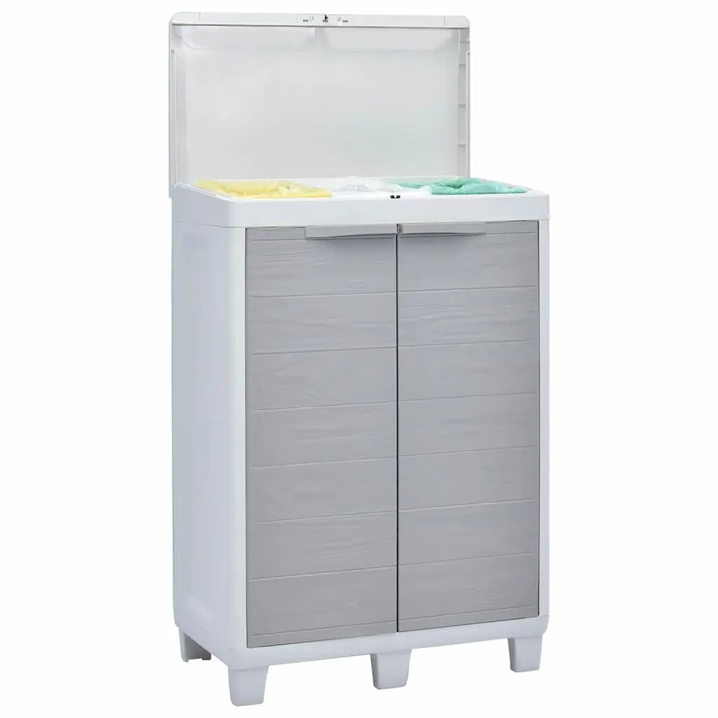 Garden Dustbin with 3 Bags Light Grey Outdoor Recycling Waste Bin 65x38x102cm