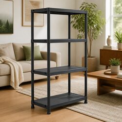 60x30x138cm Plastic Storage Shelf Rack in Black