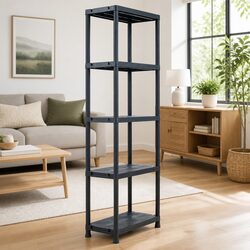 Black Plastic Storage Shelf Rack Dimensions 60x30x180 cm