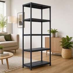 90x60x180cm Heavy Duty Shelving Unit in Black Plastic