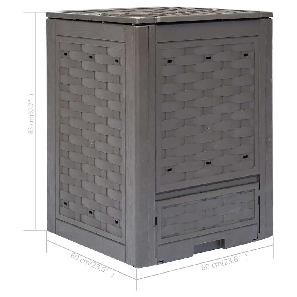Garden Composter Outdoor 300L Brown Plastic Rattan Look