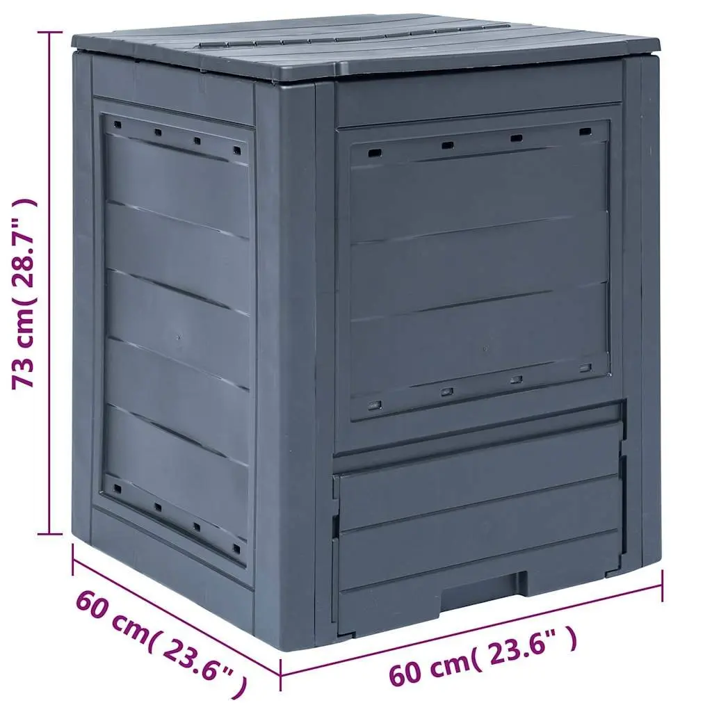 Garden Composter Square Bin for Organic Waste Recycling 260L Grey