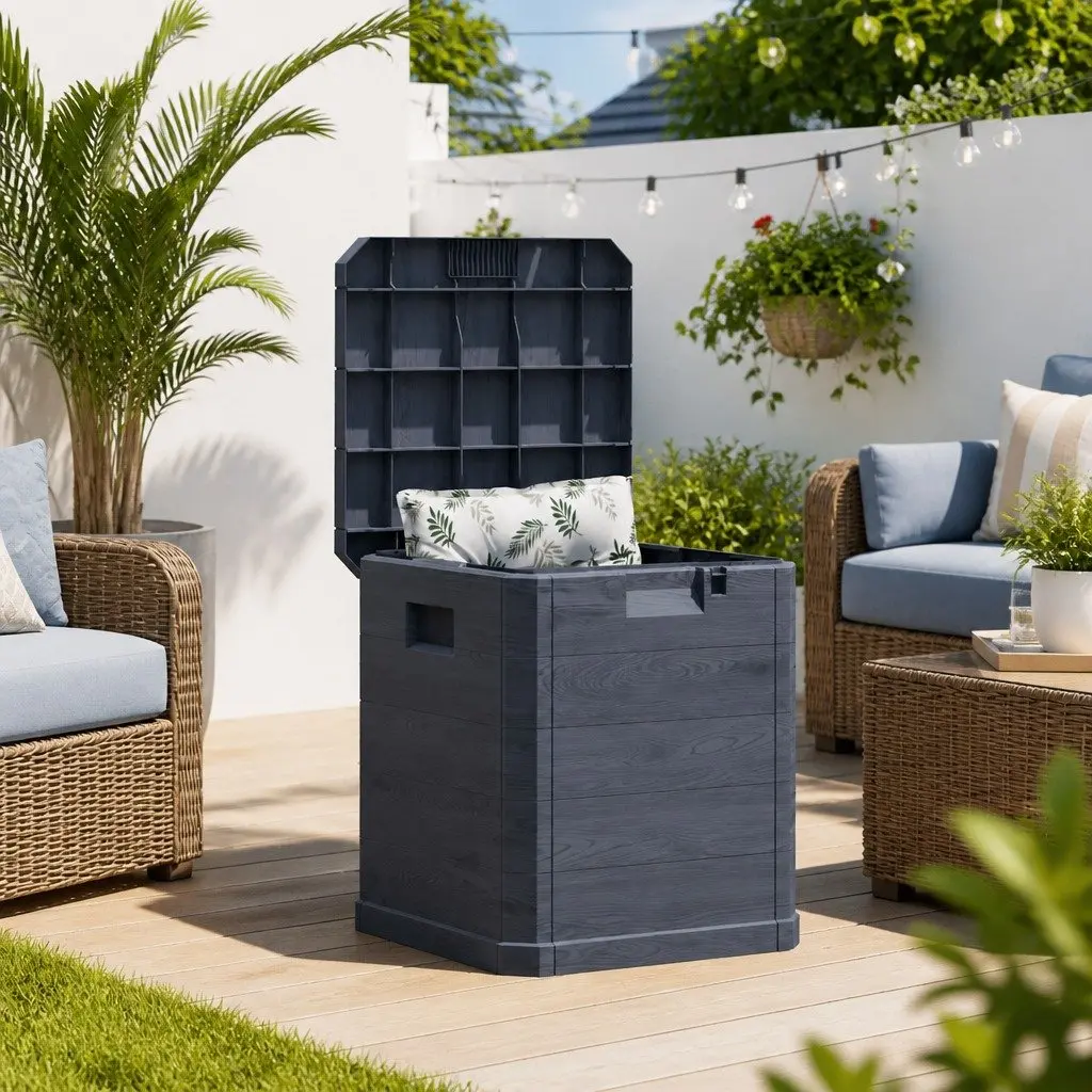 90L Weather-Resistant Anthracite Garden Storage Box