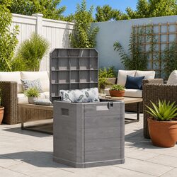 90L Garden Storage Box with Wooden Texture Finish