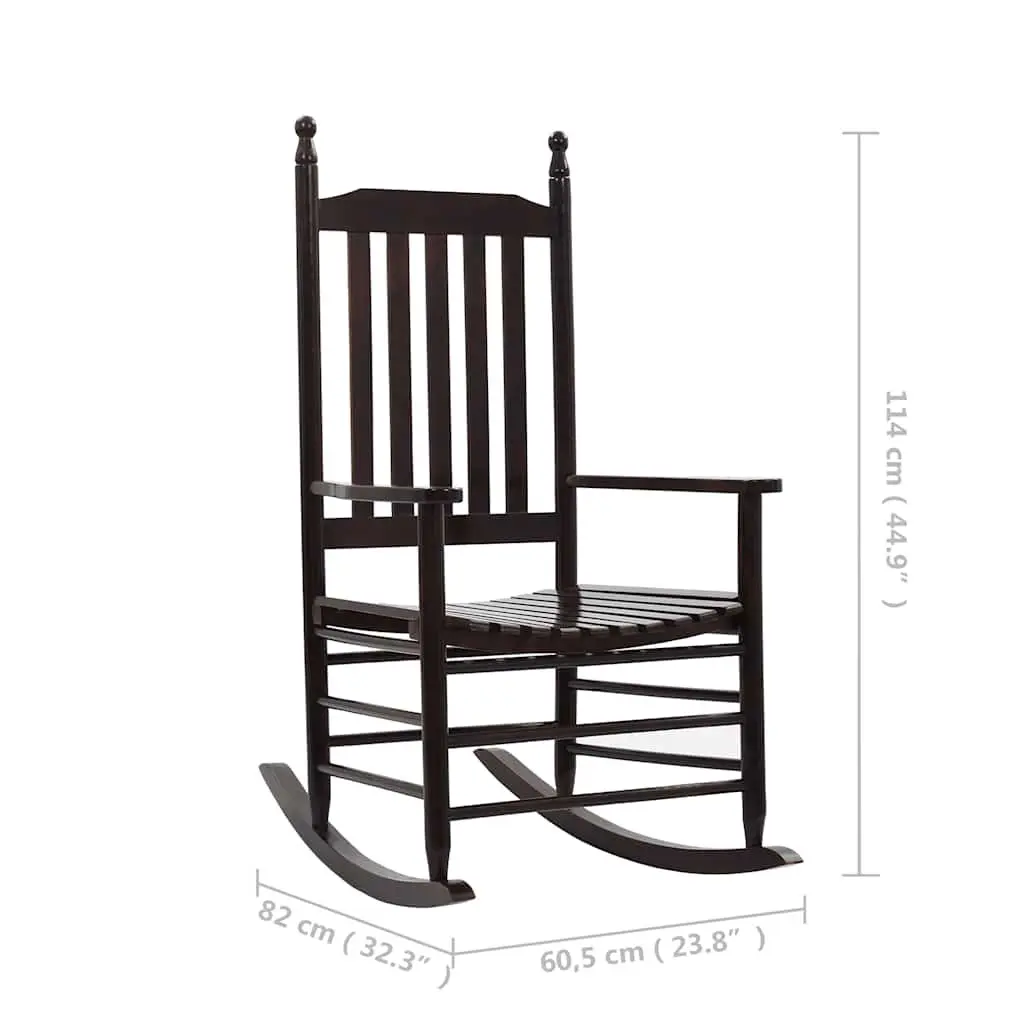Wooden Rocking Chair Brown Solid Hardwood Indoor Outdoor Patio Armchair