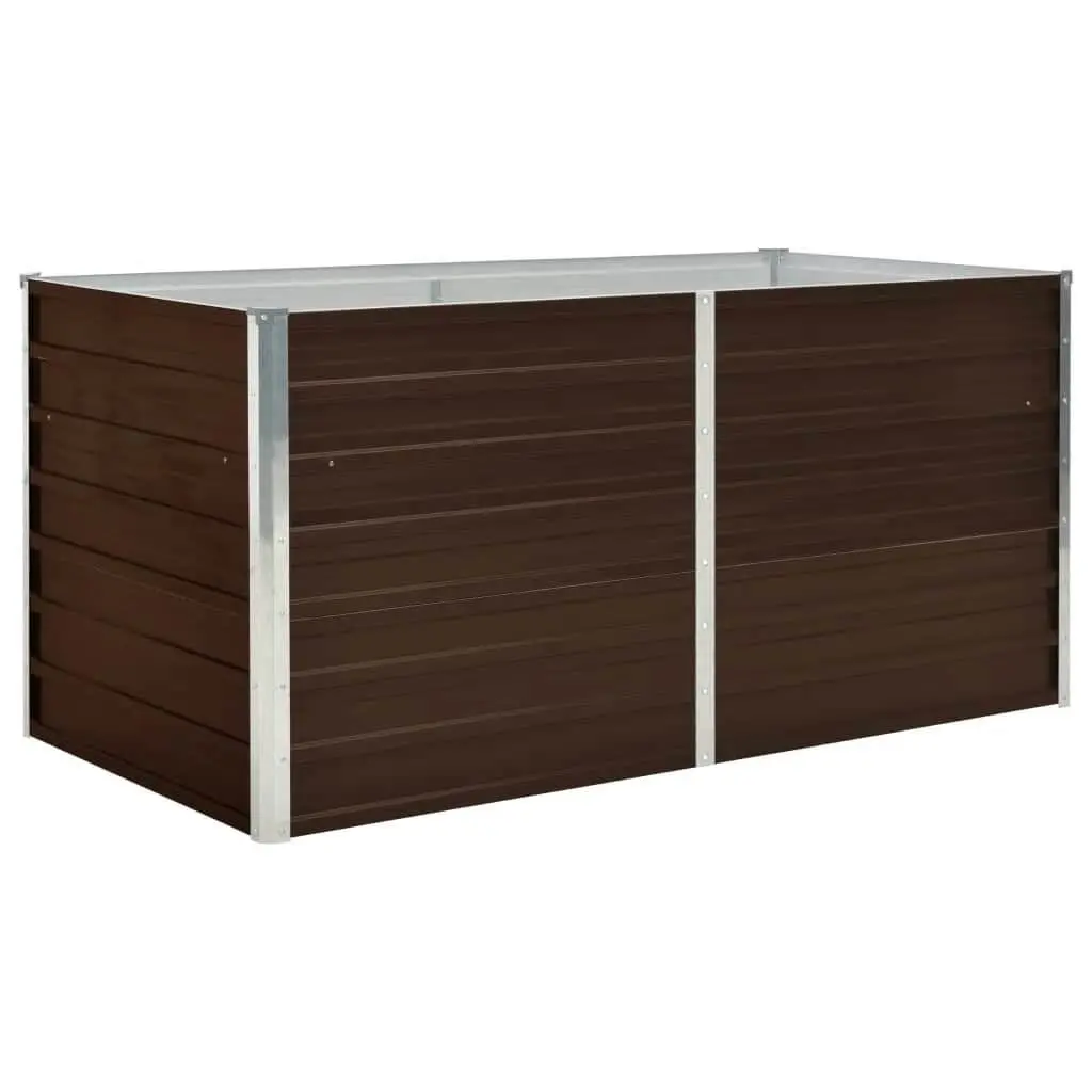 Rectangular Brown Galvanised Steel Raised Garden Bed 160x80x77 cm