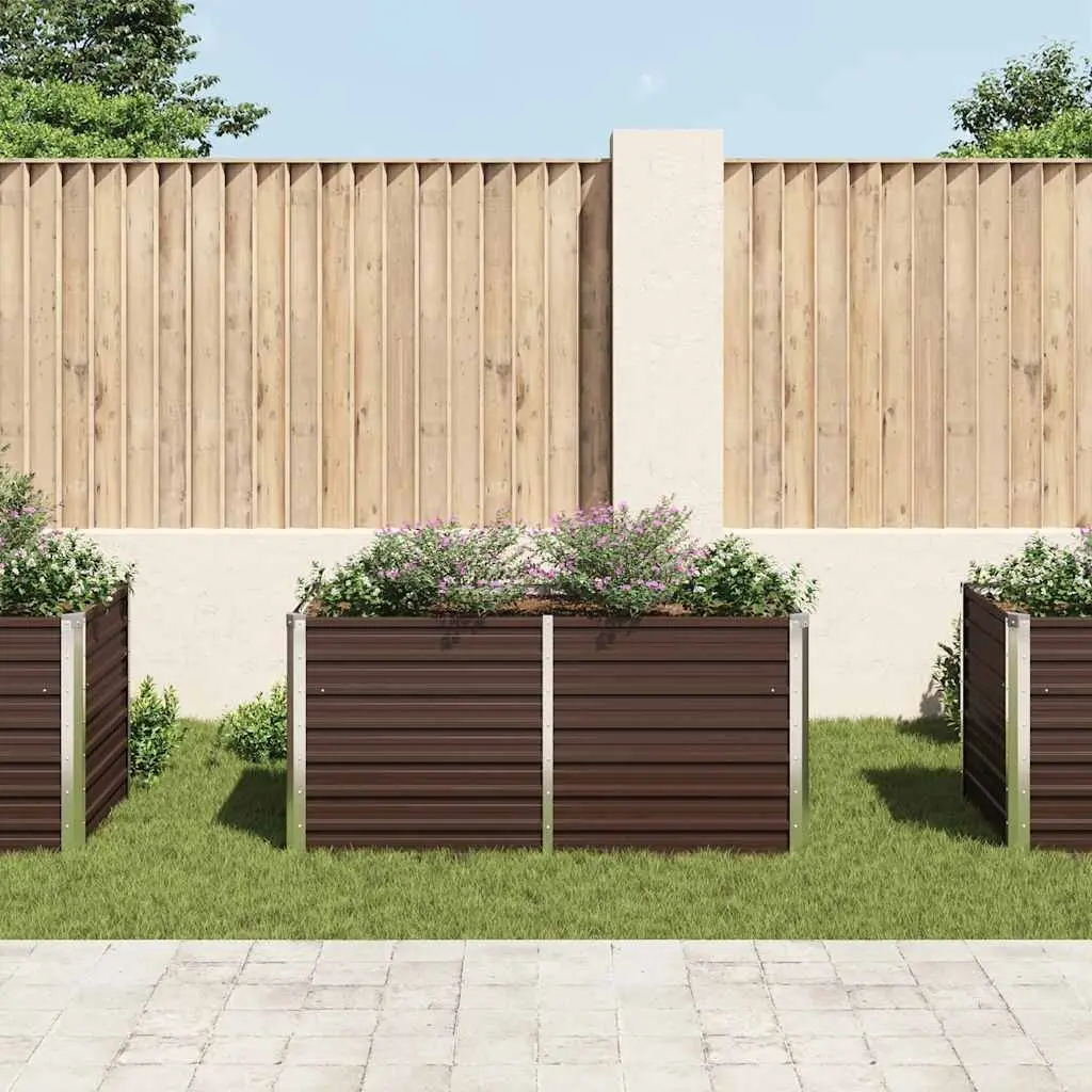 Rectangular Brown Galvanised Steel Raised Garden Bed 160x80x77 cm