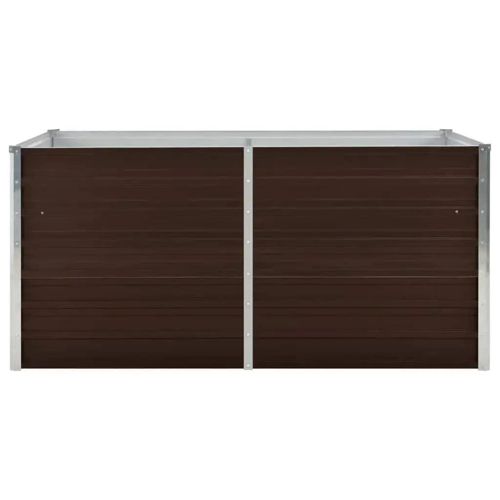 Rectangular Brown Galvanised Steel Raised Garden Bed 160x80x77 cm