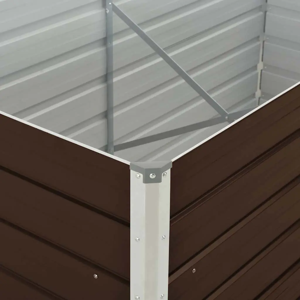 Rectangular Brown Galvanised Steel Raised Garden Bed 160x80x77 cm