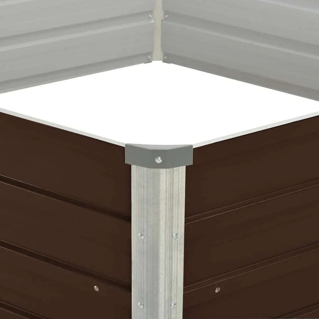 Hexagon Raised Garden Bed Brown Galvanised Steel 129x129x45cm Planter for Vegetables and Herbs
