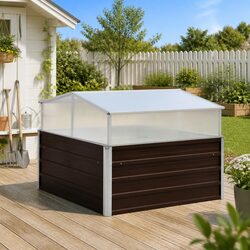 100x100x85 cm Brown Greenhouse with Steel and PC Board