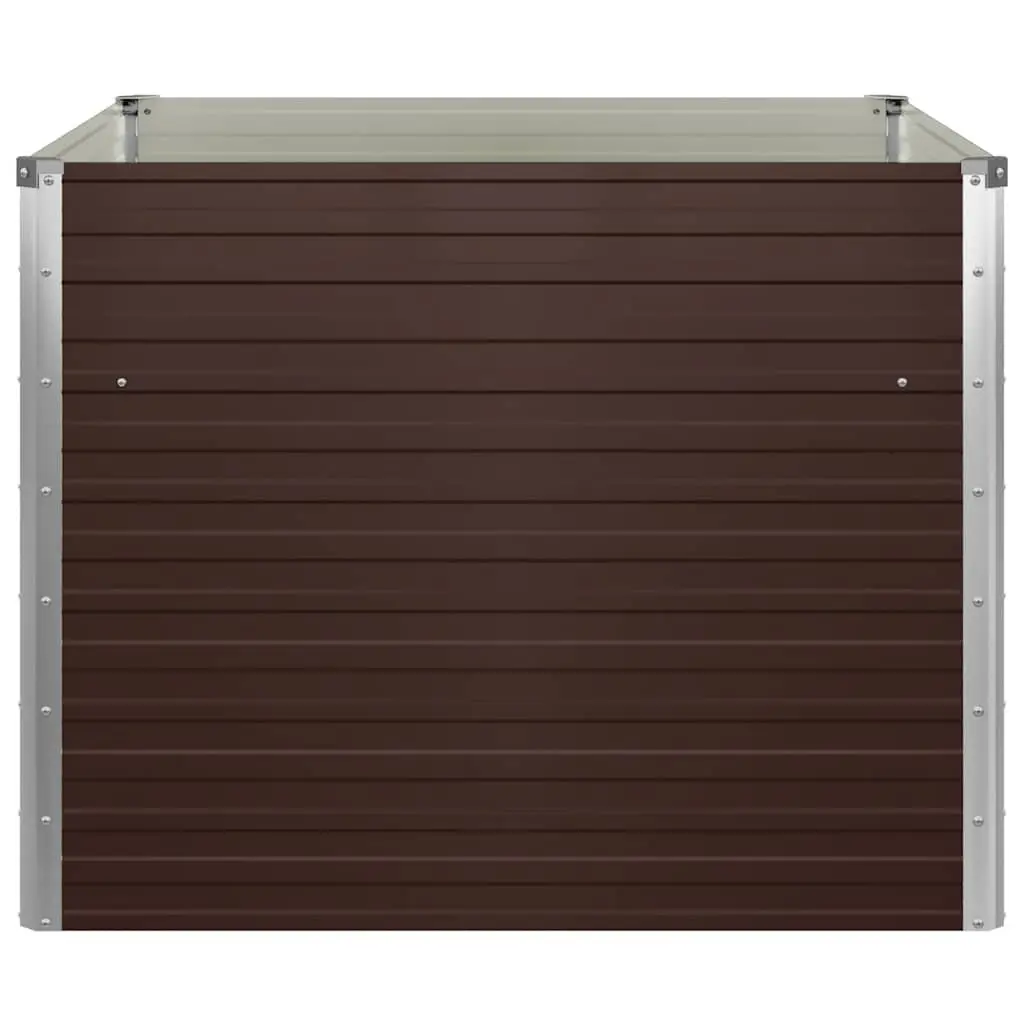 Raised Garden Bed Outdoor 100x100x77cm Brown Galvanised Steel Planter Box