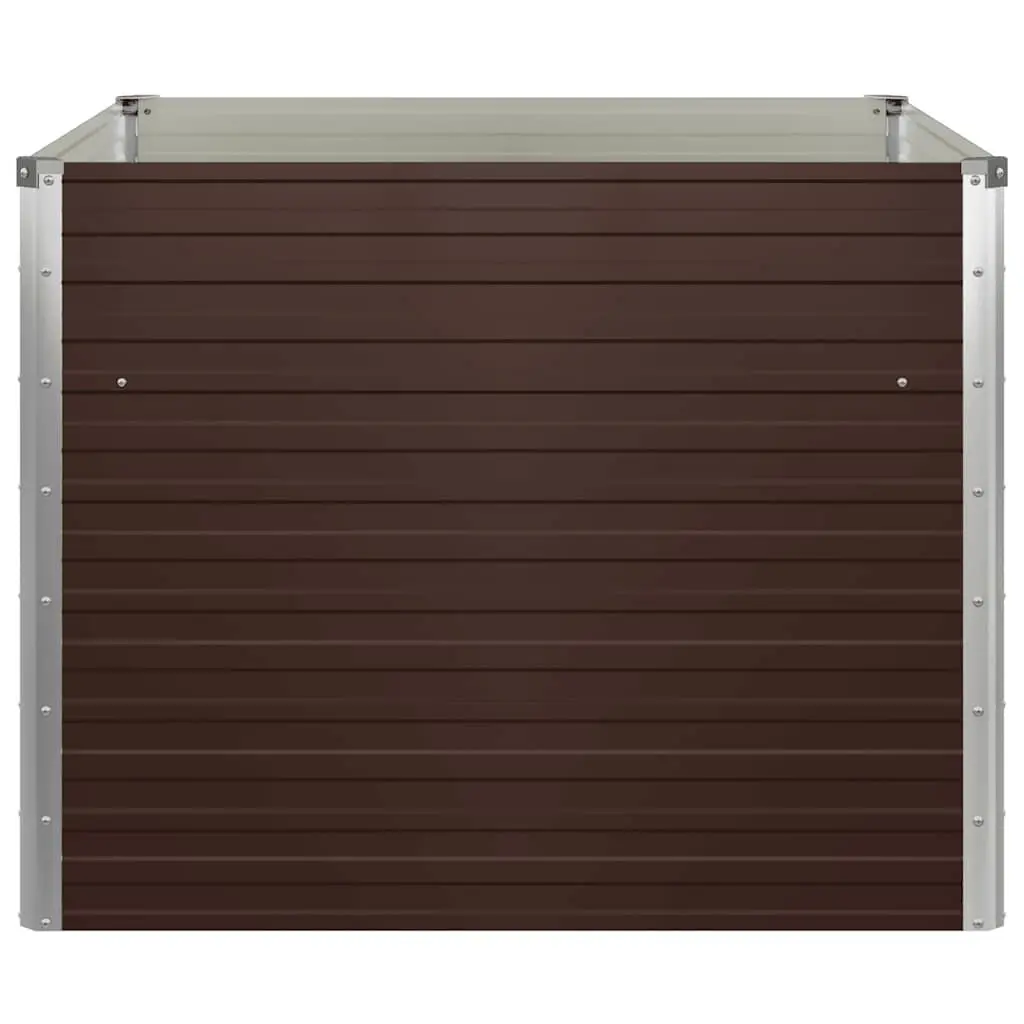 Raised Garden Bed Outdoor 100x100x77cm Brown Galvanised Steel Planter Box