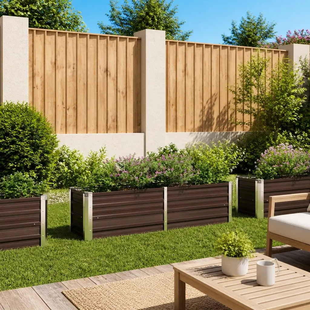 Raised Garden Bed Outdoor 160x40x45cm Brown Metal Planter