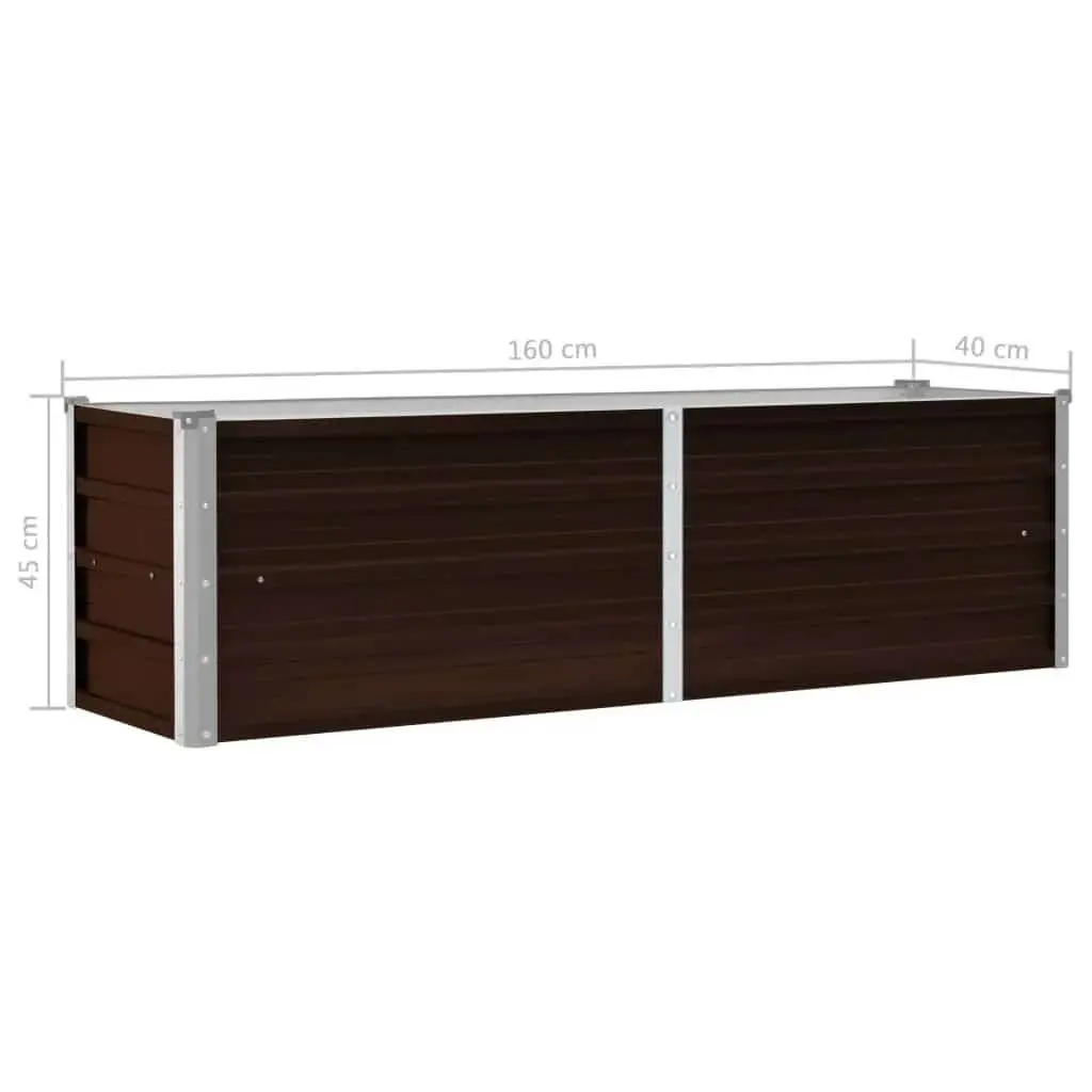 Raised Garden Bed Outdoor 160x40x45cm Brown Metal Planter