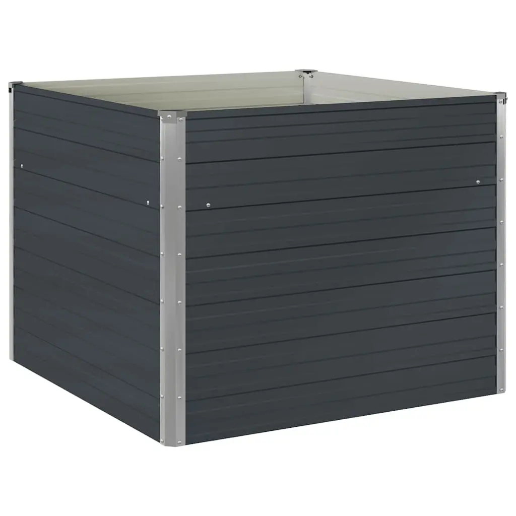 Raised Garden Bed Square Planter Anthracite Galvanised Steel Open Bottom
