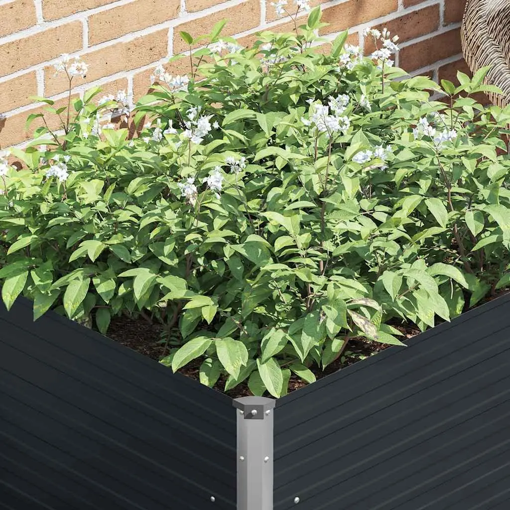Raised Garden Bed Square Planter Anthracite Galvanised Steel Open Bottom