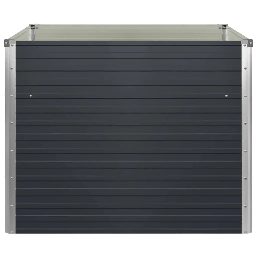 Raised Garden Bed Square Planter Anthracite Galvanised Steel Open Bottom