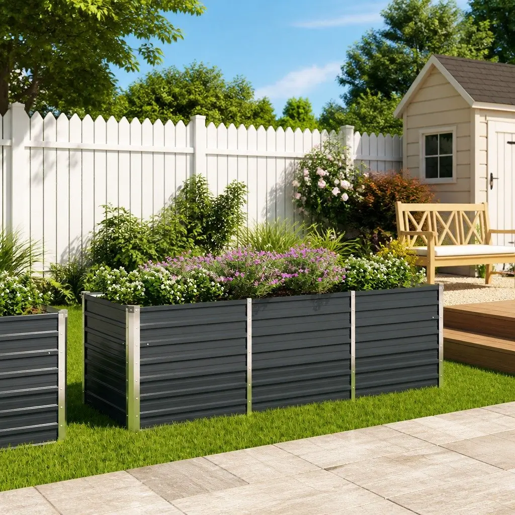 Raised Garden Bed for Outdoor Use 240x80x77cm Galvanised Steel Planter Box