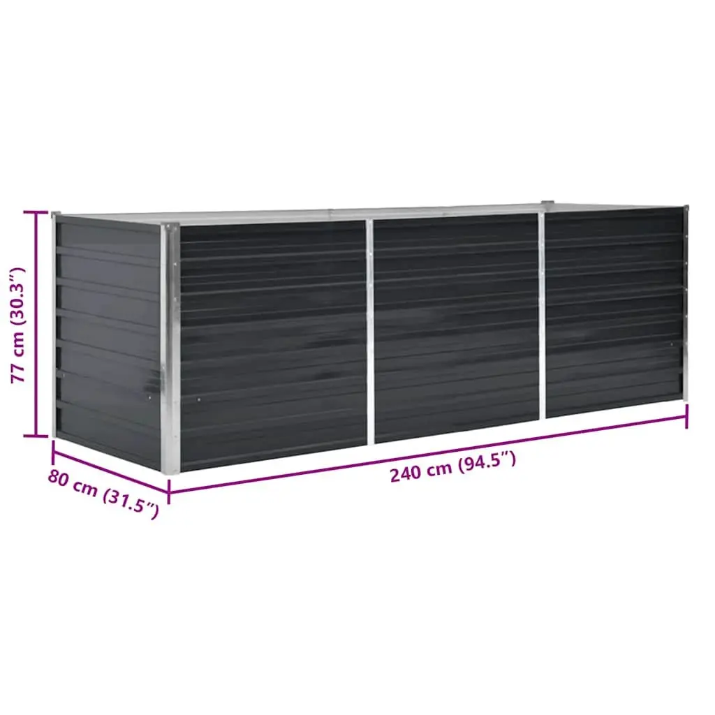 Raised Garden Bed for Outdoor Use 240x80x77cm Galvanised Steel Planter Box