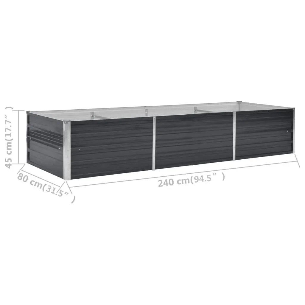 Raised Garden Bed for Outdoor Use 240x80x45cm Galvanised Steel Planter Box