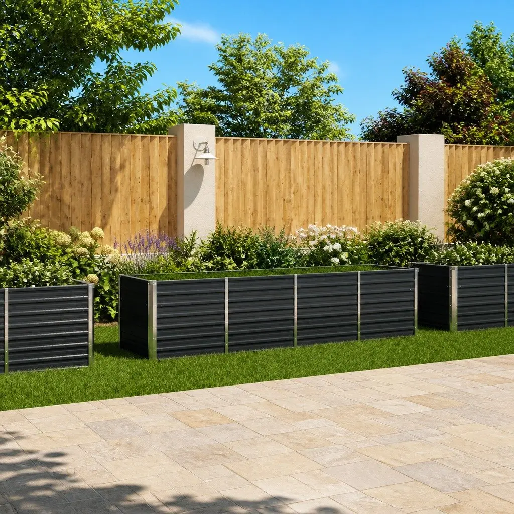 Raised Garden Bed Outdoor Galvanised Steel 320x80x77cm