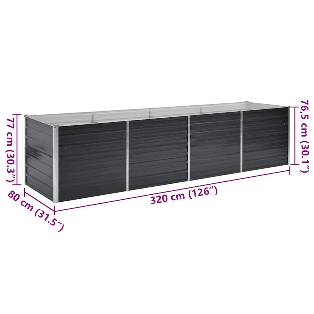 Raised Garden Bed Outdoor Galvanised Steel 320x80x77cm