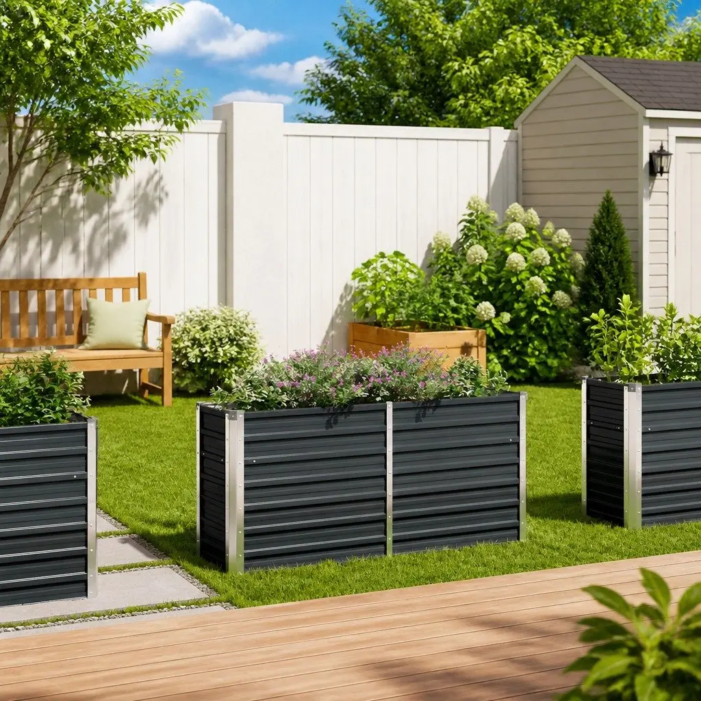Garden Raised Bed Anthracite 160x40x77cm Galvanised Steel Planter Box