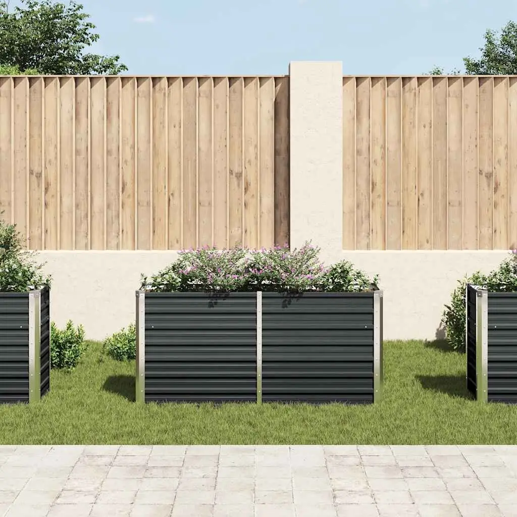 Garden Raised Bed Anthracite 160x40x77cm Galvanised Steel Planter Box