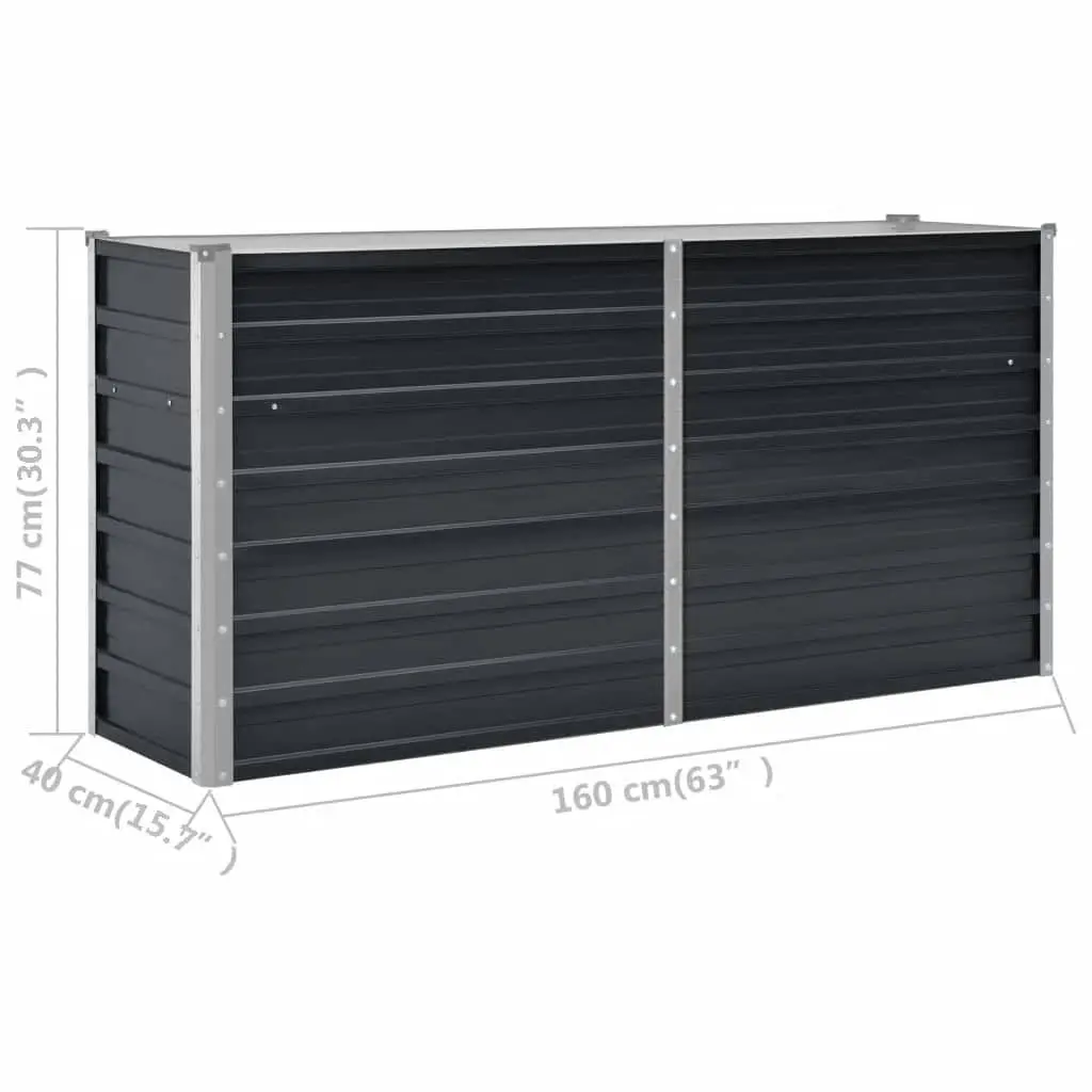 Garden Raised Bed Anthracite 160x40x77cm Galvanised Steel Planter Box