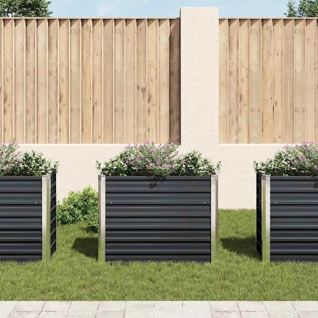Raised Garden Bed for Outdoor Use 100x40x77 cm Galvanised Steel Planter Box