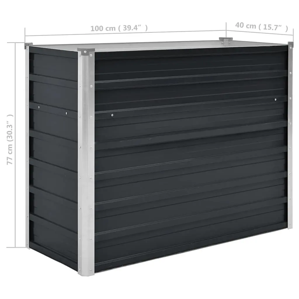 Raised Garden Bed for Outdoor Use 100x40x77 cm Galvanised Steel Planter Box