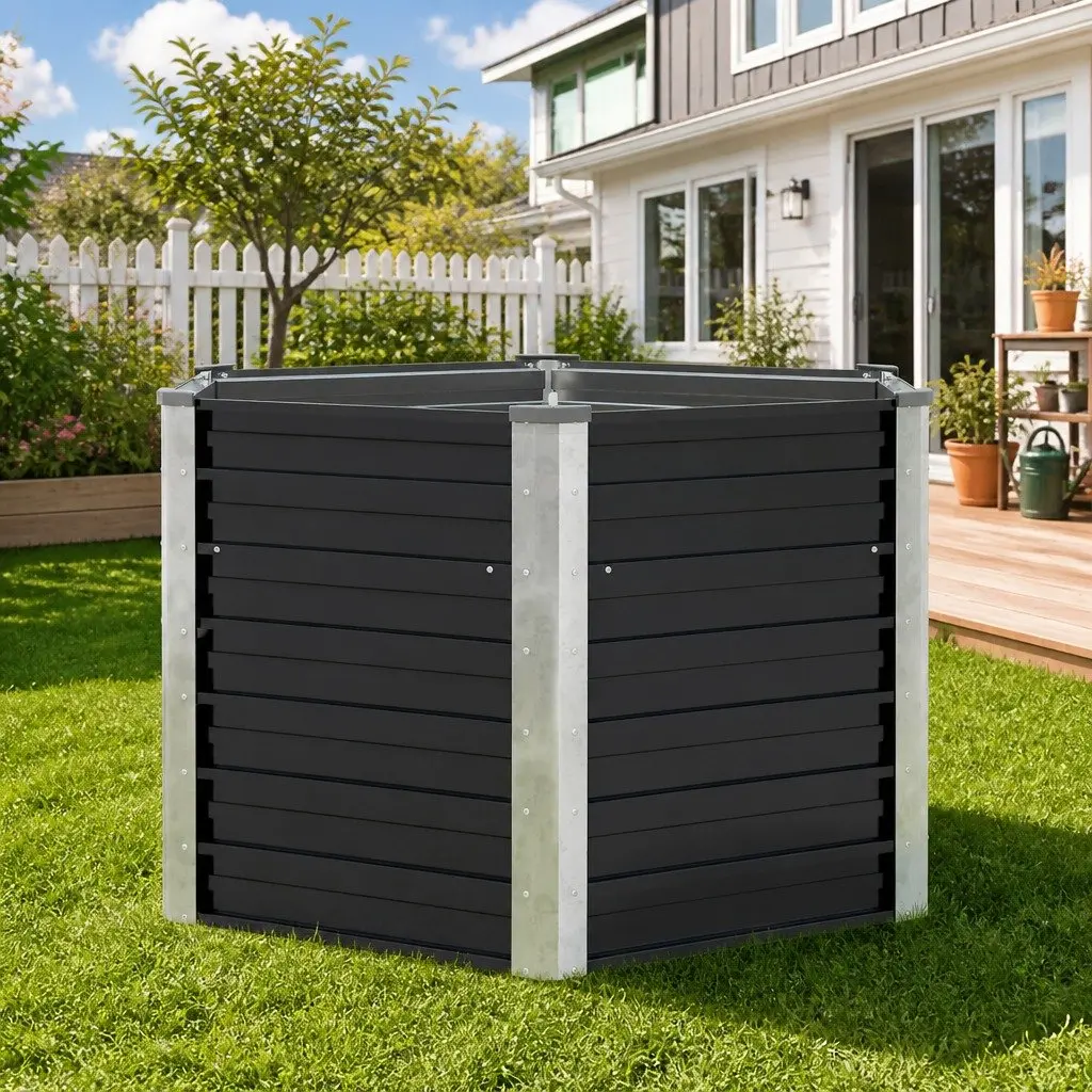 Raised Bed Planter Box Outdoor 129x129x77cm Galvanised Steel Anthracite