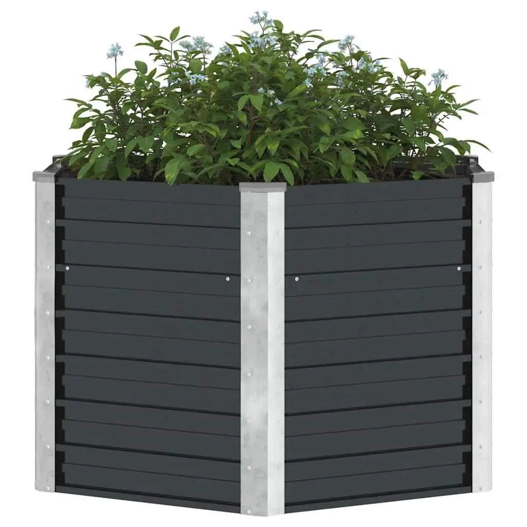 Raised Bed Planter Box Outdoor 129x129x77cm Galvanised Steel Anthracite