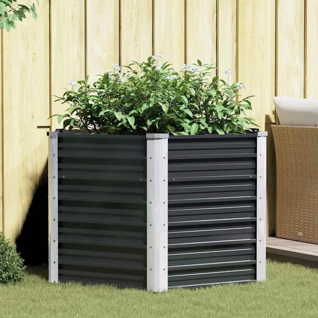 Raised Bed Planter Box Outdoor 129x129x77cm Galvanised Steel Anthracite