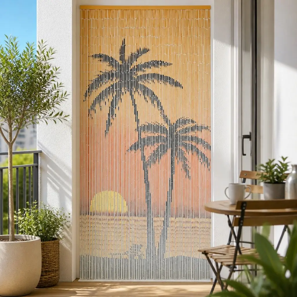 Bamboo Insect Door Curtain for Apartments Bars Patios Balconies 90 x 200 cm Multicolour