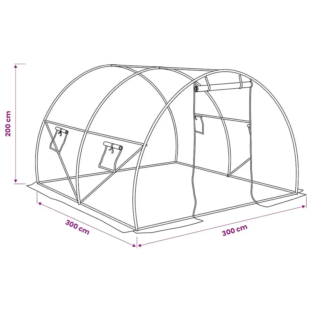 Greenhouse for Garden 300x300x200cm 9m² White PE Mesh with Ventilation Windows and Door