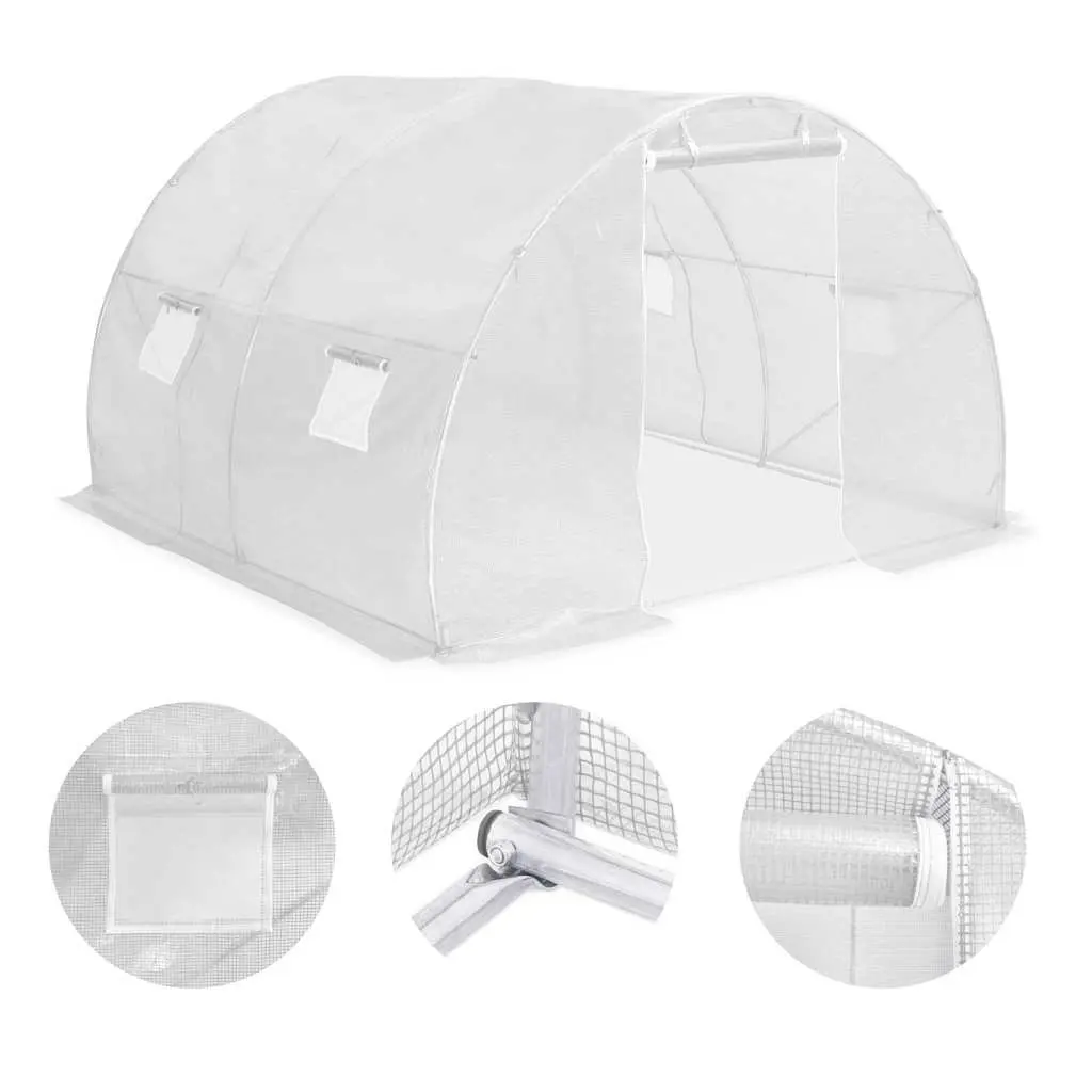 Greenhouse for Garden 300x300x200cm 9m² White PE Mesh with Ventilation Windows and Door
