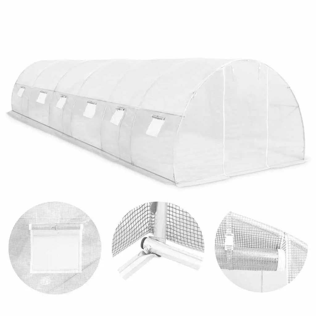 Greenhouse for Garden 900x300x200 cm White PE Mesh Fabric Galvanised Steel Frame