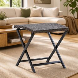 Specifications of Brown Folding Stool with Rattan Seat