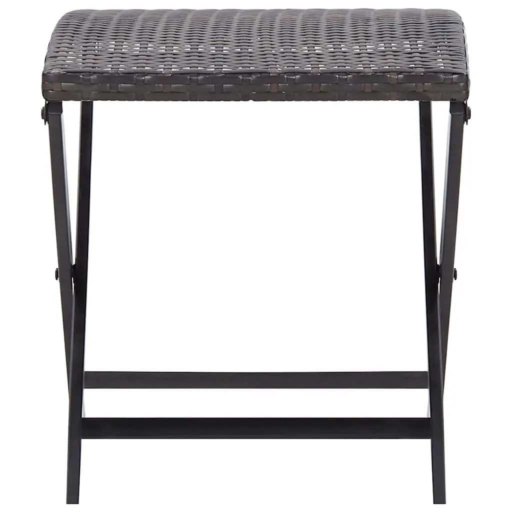 Folding Stool Outdoor Use Brown PE Rattan Lightweight Portable Garden