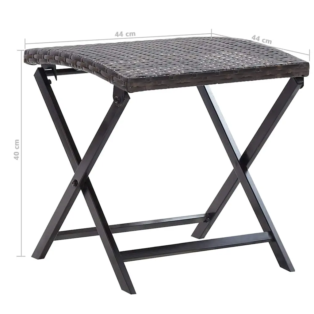 Folding Stool Outdoor Use Brown PE Rattan Lightweight Portable Garden