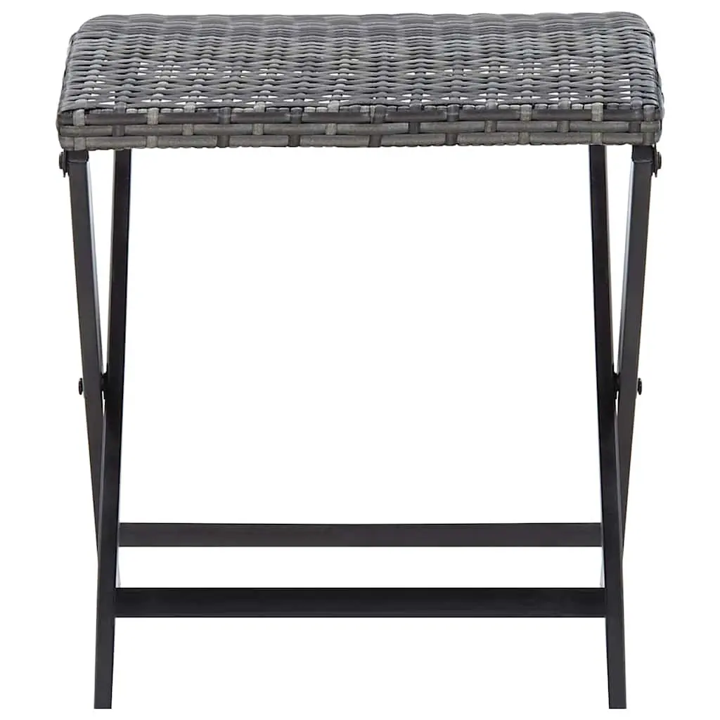 Folding Stool Outdoor Garden Lightweight Portable Grey Rattan Seat
